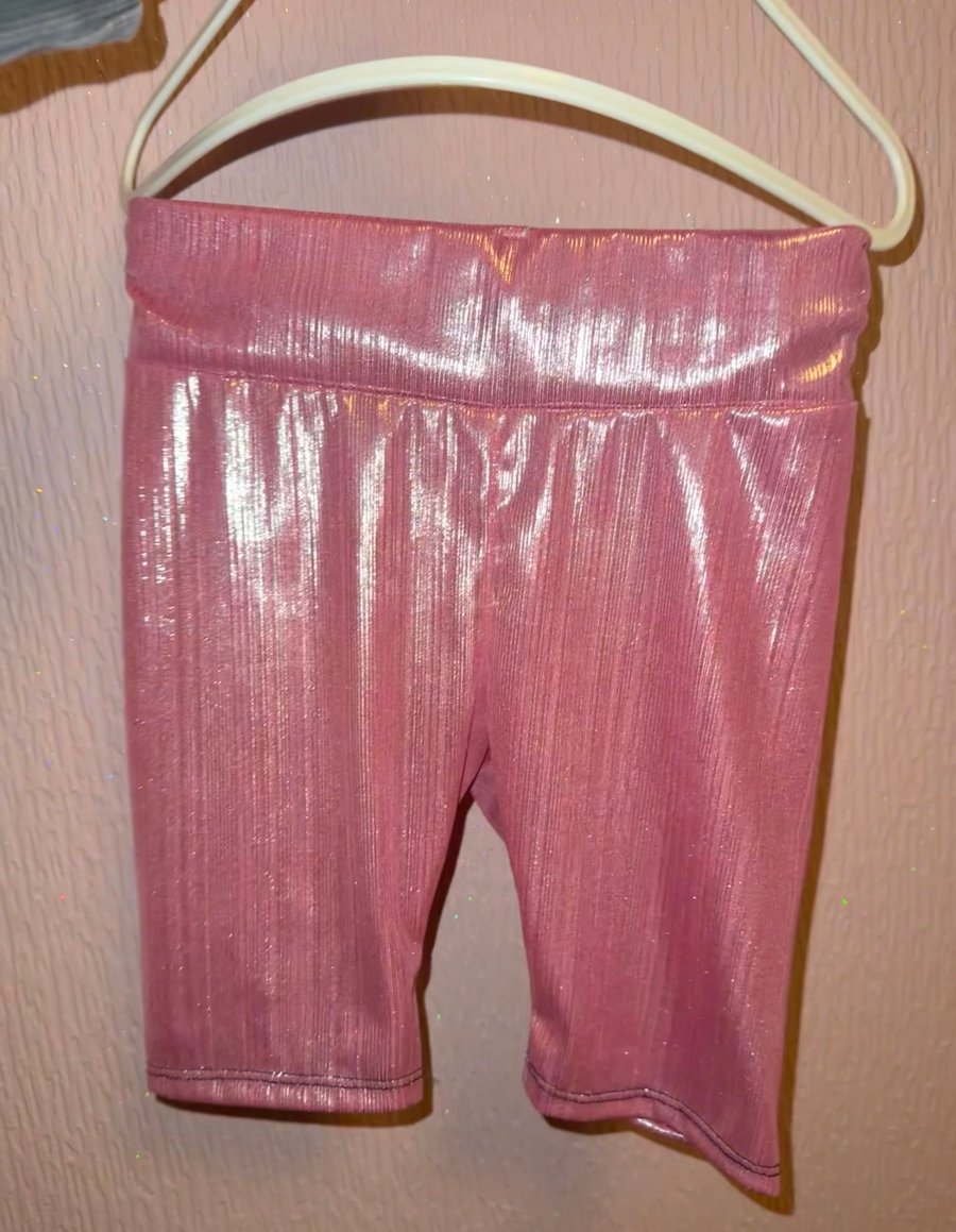 Pink shimmer biker summer co ord shorts handmade