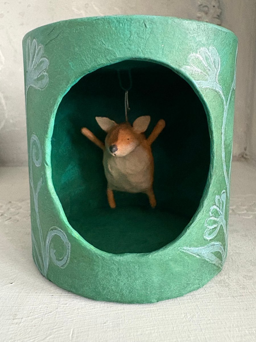 Paper mache sheep in a truffle box