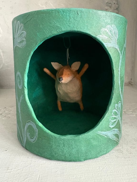 Paper mache sheep in a truffle box