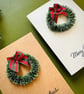Mini Christmas wreath greeting card tartan bow pine ring holiday wishes  - Image 10