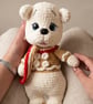 Handmade Crochet Amigurumi Christmas Polar Bear With Earmuffs Soft Plushie Toy - Image 1