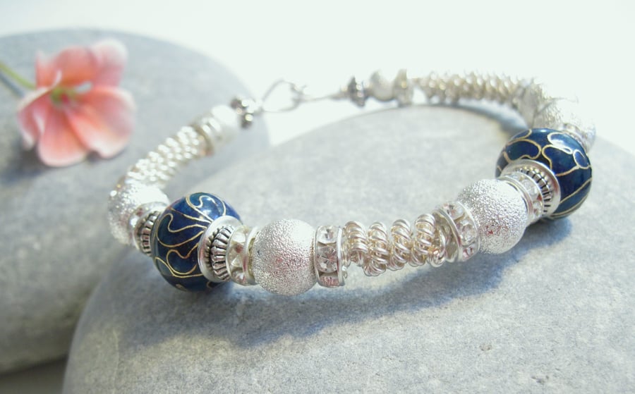 Blue and Silver Bangle