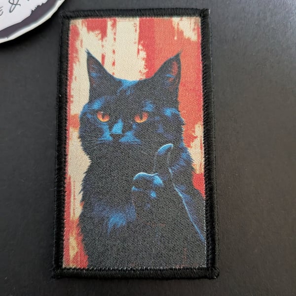 Black cat - Embroidered Iron on Patch