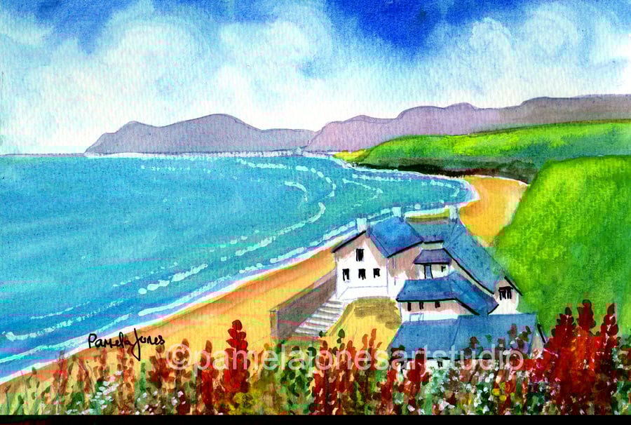 Morfa Nefyn Beach, North Wales, Original Watercolour, in 14 x 11 '' Mount