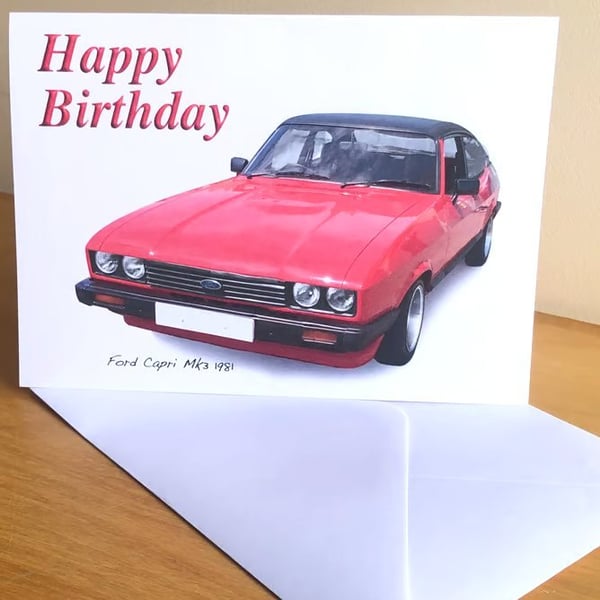 Ford Capri Mk3 1981 - Birthday, Anniversary, Retirement or Plain Card