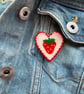 Strawberry Heart Polymer Clay Pin Badge