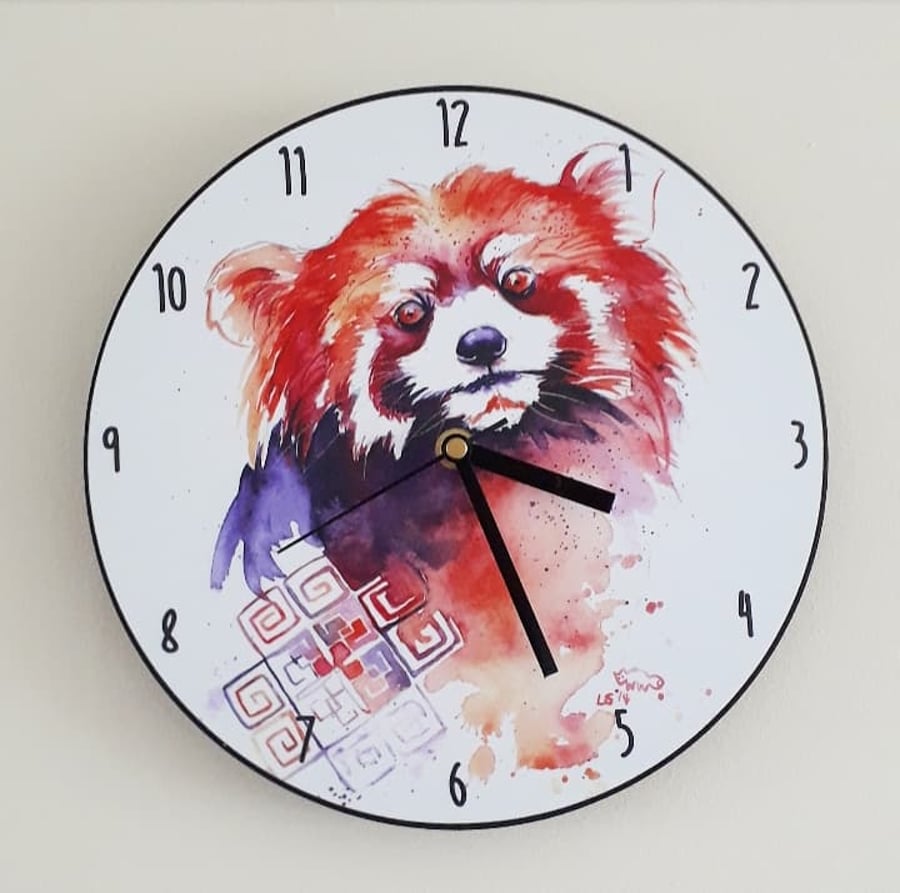 Red Panda Wall Clock