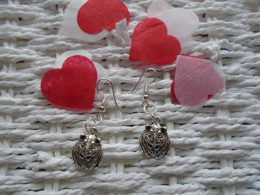 Silver Plated Guinea Pig Earrings Gift Idea
