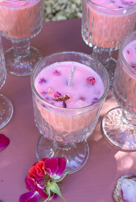 Set of Five Soy Wax Candles in Glasses -  Sugared Almond Scent