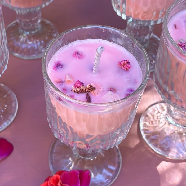 Set of Five Soy Wax Candles in Glasses -  Sugared Almond Scent