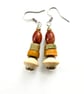 Earthy Orange Brown Beige Dangle Drop African Style Earrings