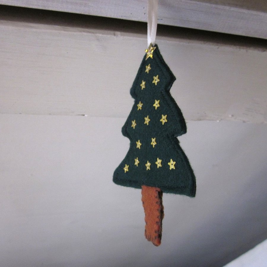 Green Sequinned Christmas Tree Decoration