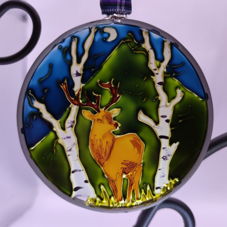 Handmade glass painted window hanging or Christmas tree bauble