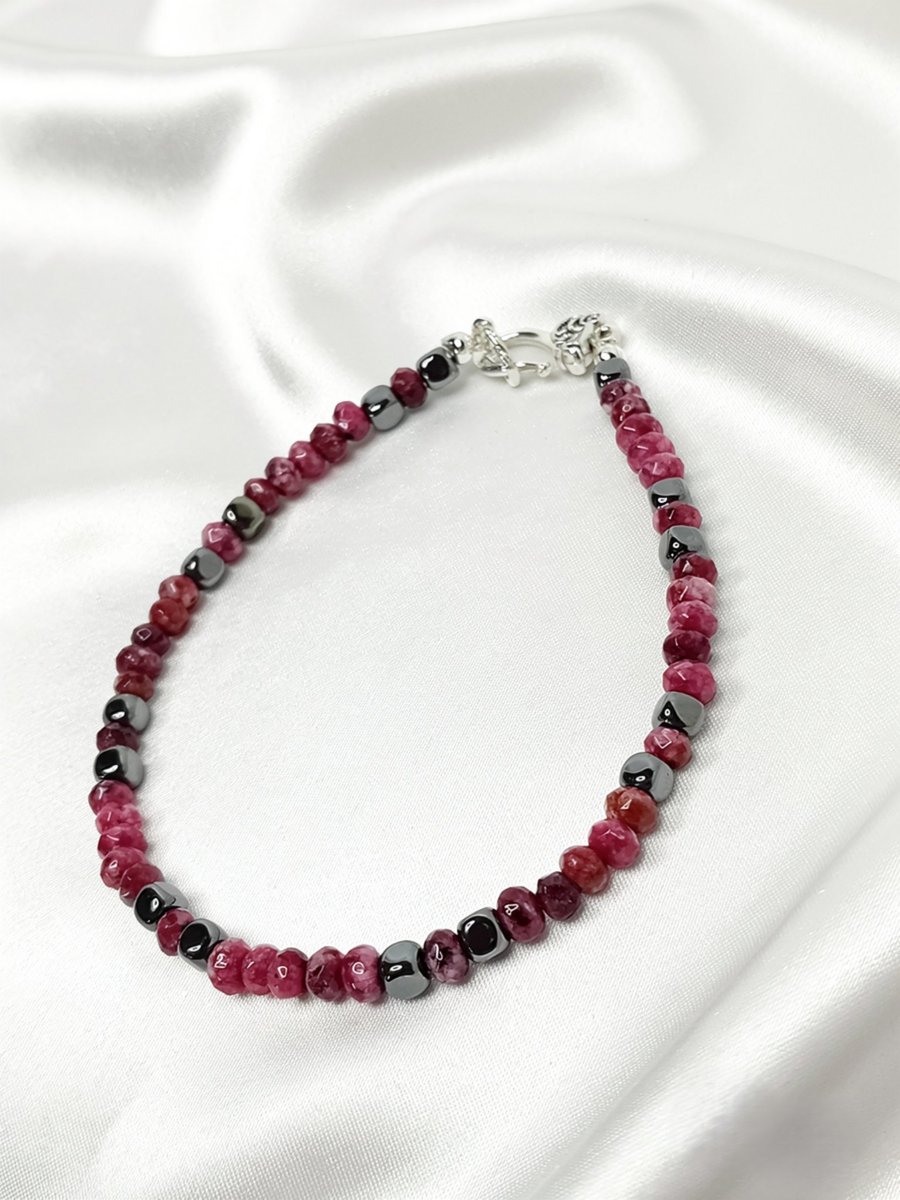 Black Spot Garnet & Obsidian Bracelet