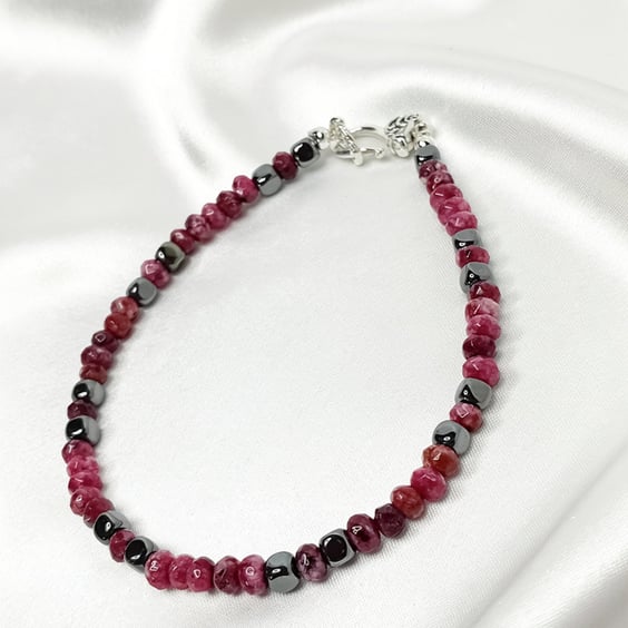 Black Spot Garnet & Obsidian Bracelet