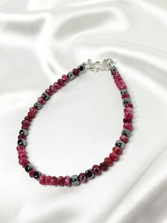 Black Spot Garnet & Obsidian Bracelet