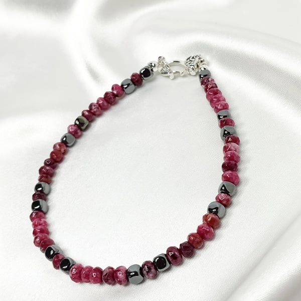 Black Spot Garnet & Obsidian Bracelet