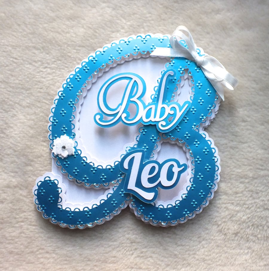 Luxury Handmade Personalised 'B for Baby' New Baby Card