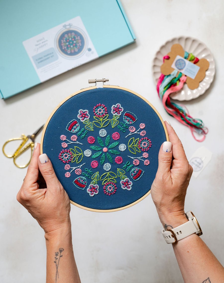 Floral Mandala - Fabric only embroidery kit