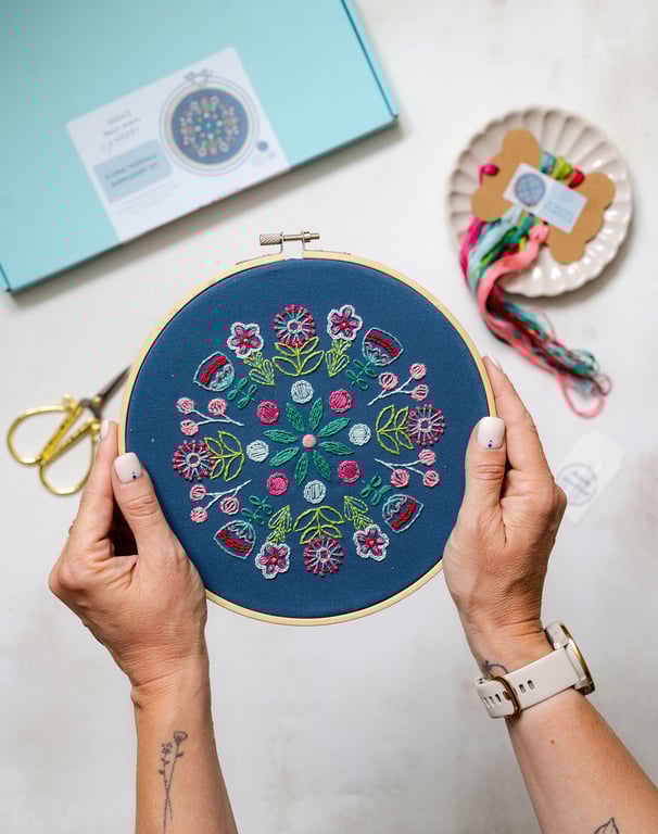 Floral Mandala - Fabric only embroidery kit