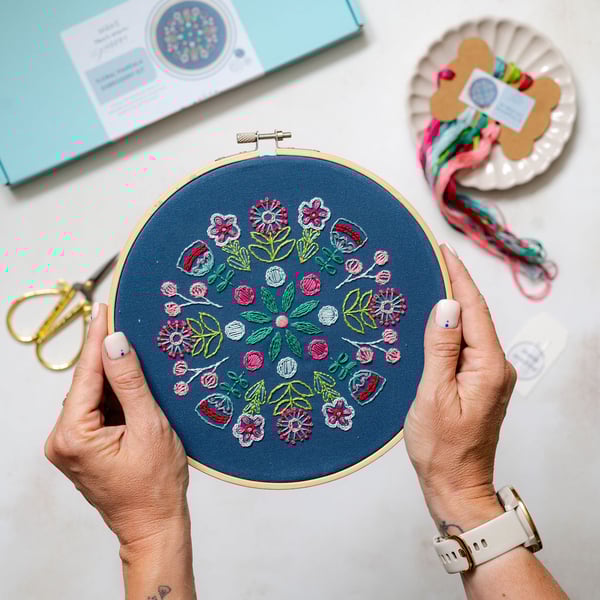 Floral Mandala - Fabric only embroidery kit
