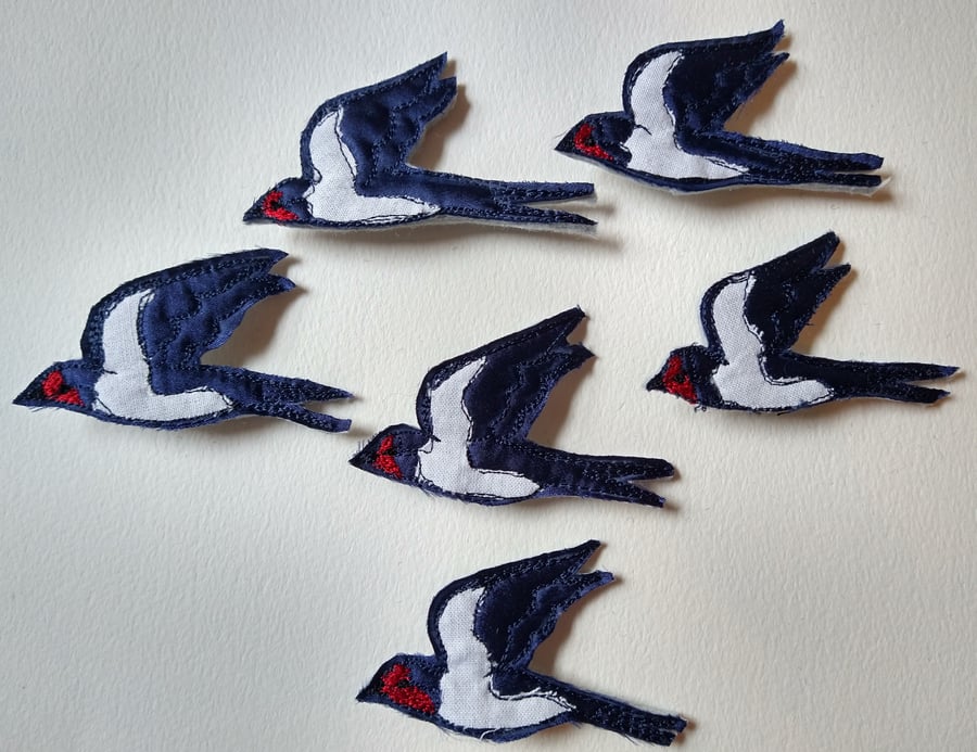 Embroidered Swallow Bird Brooch