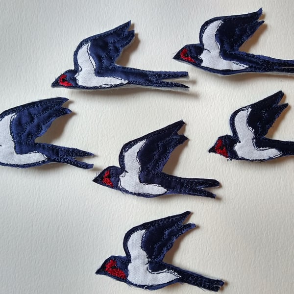 Embroidered Swallow Brooch