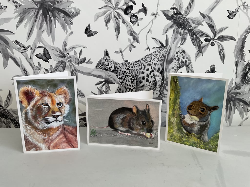 Set of 3 hand painted blank cards for those special occasions