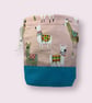 two at a time knitting bag with llamas, sock sack, drawstring divided pouch,  - Image 1