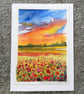 Poppy Field. Blank Card. Original Painting. Watercolour 260142 - Image 5