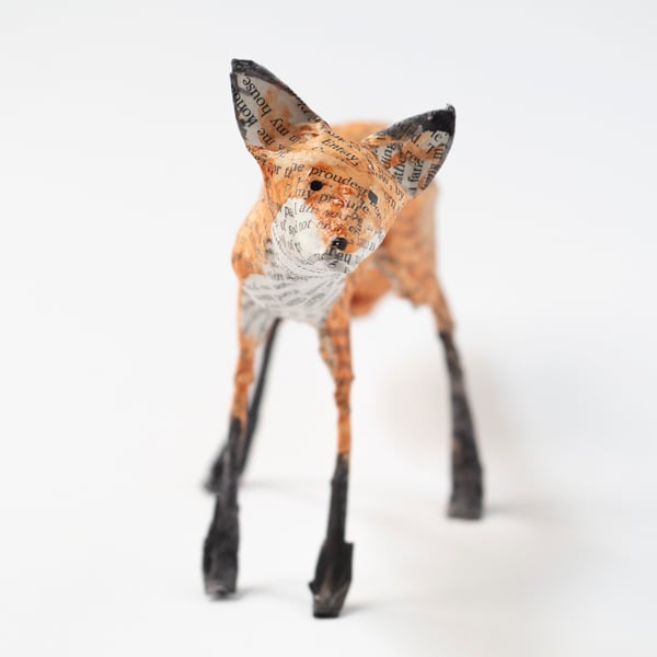 Possum Small Paper Mache Fox Sculpture
