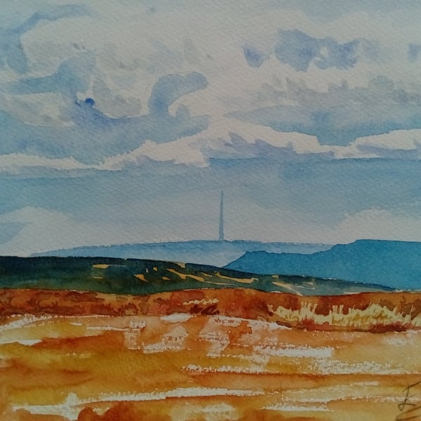 Towards Penistone, Dark Peak, original watercolour painting, A4, unframed.