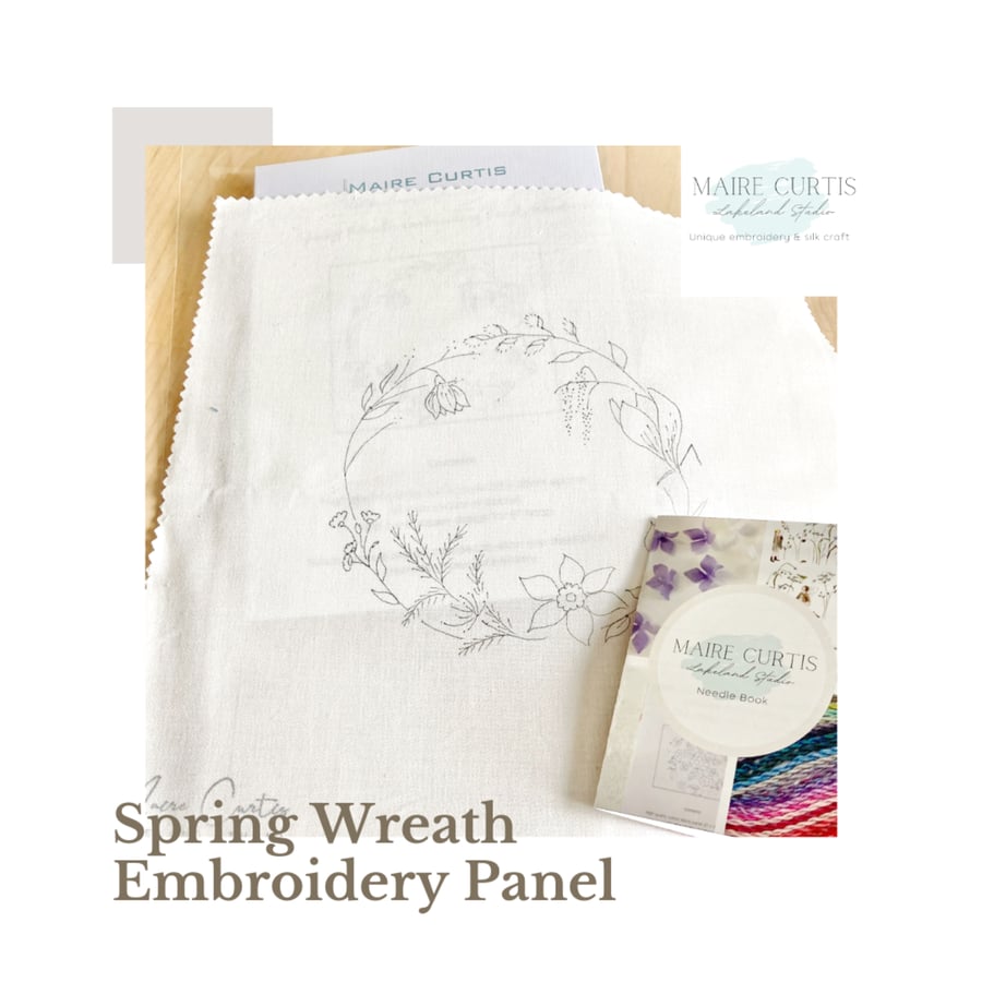 Spring Floral Wreath Embroidery Panel