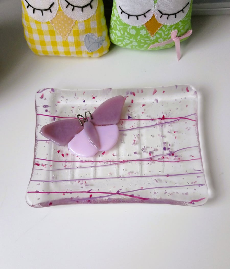 Fused Glass Butterfly Soap Dish