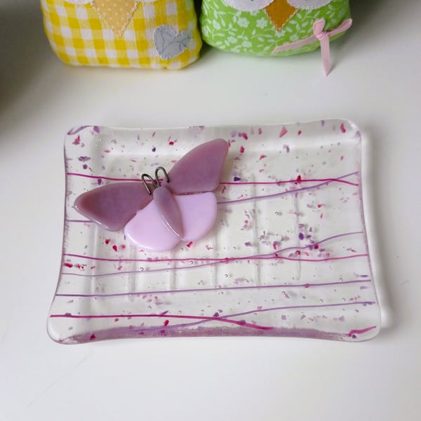 Fused Glass Butterfly Soap Dish