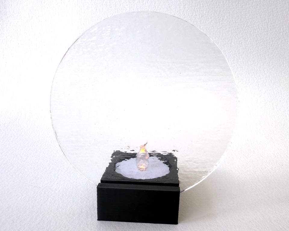Black tea light display stand kit with 10cm fused glass circle - 4mm slot