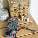 Soft glasses case made with Liberty fine needlecord and metallic Essex Linen