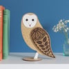  Standing Wooden Barn Owl Decoration Ornament- Hand Painted