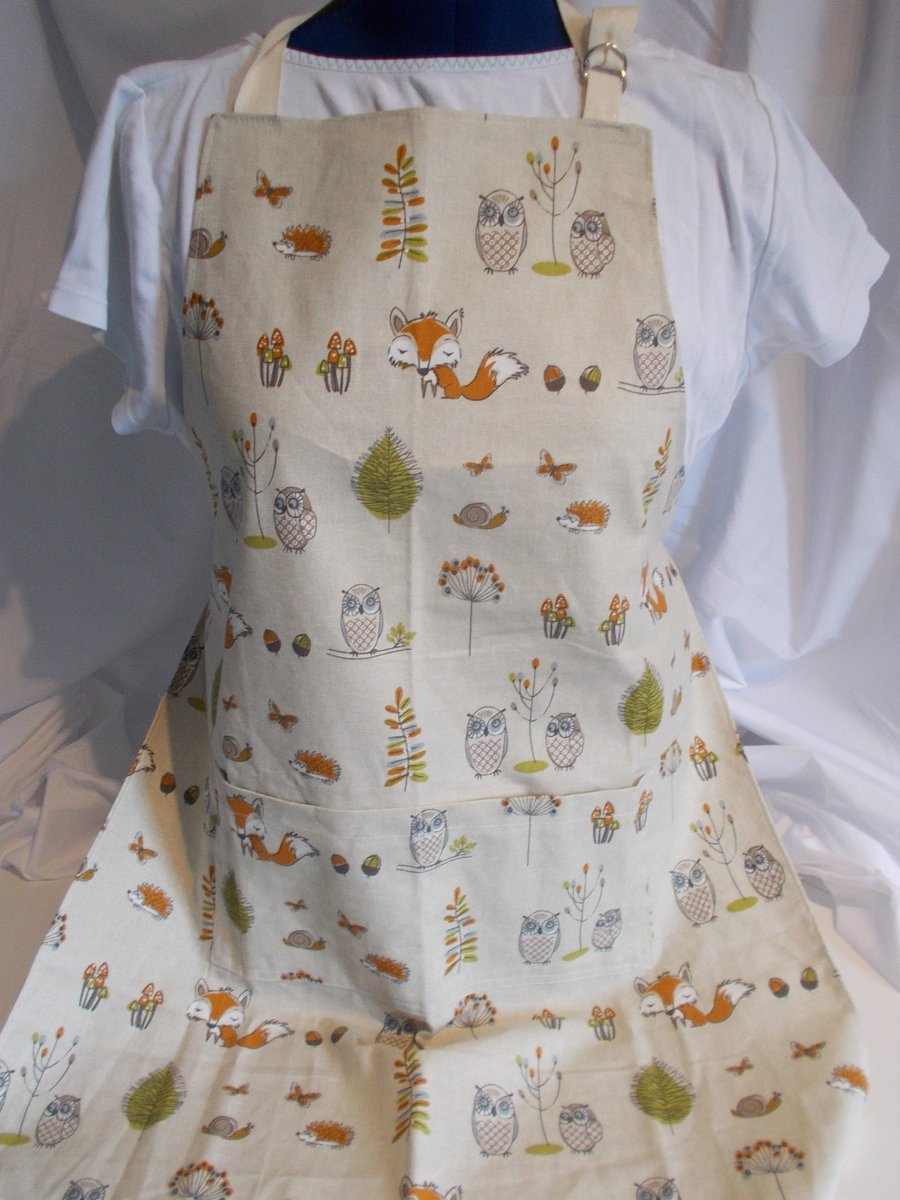 Hand made full apron woodland creatures