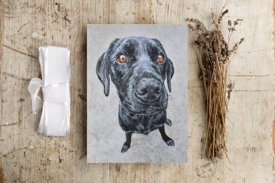 Black Labrador Greeting Card, Dog Card, Lab, Greetings Card, Blank Inside, Dog