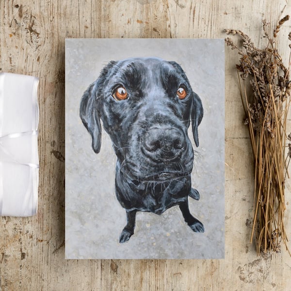 Black Labrador Greeting Card, Dog Card, Lab, Greetings Card, Blank Inside, Dog
