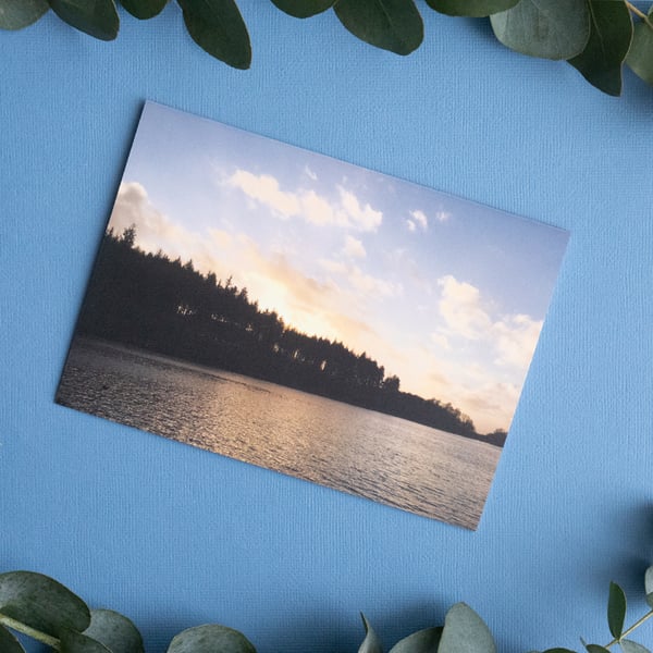 Landscape Greetings Card & Envelope - Sunset over Ancient Woodland, Macclesfield