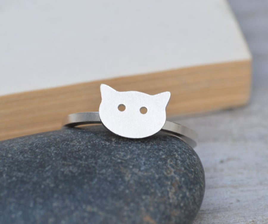 Cat Ring, Kitten Ring In Sterling Silver