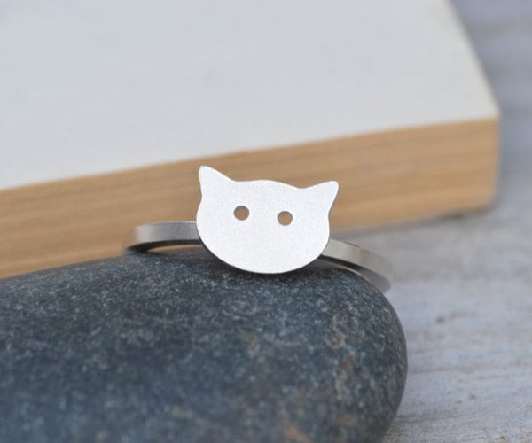 Cat Ring, Kitten Ring In Sterling Silver