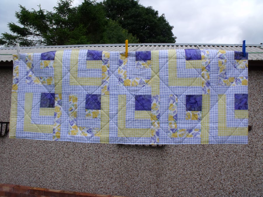 single bed runner and matching summery patchwork cushion cover