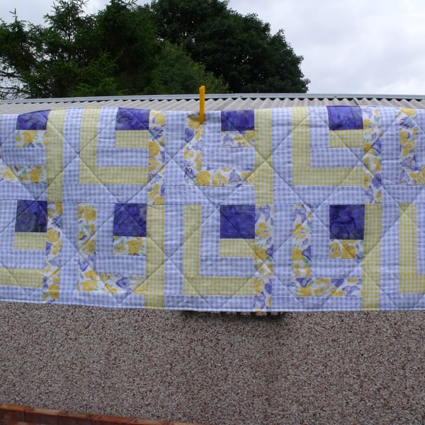 single bed runner and matching summery patchwork cushion cover