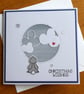 Christmas Wishes Card - Rabbit With Clouds - Stormy Blue