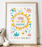You Are My Sunshine Wall Art Print - A4 Nursery Decor