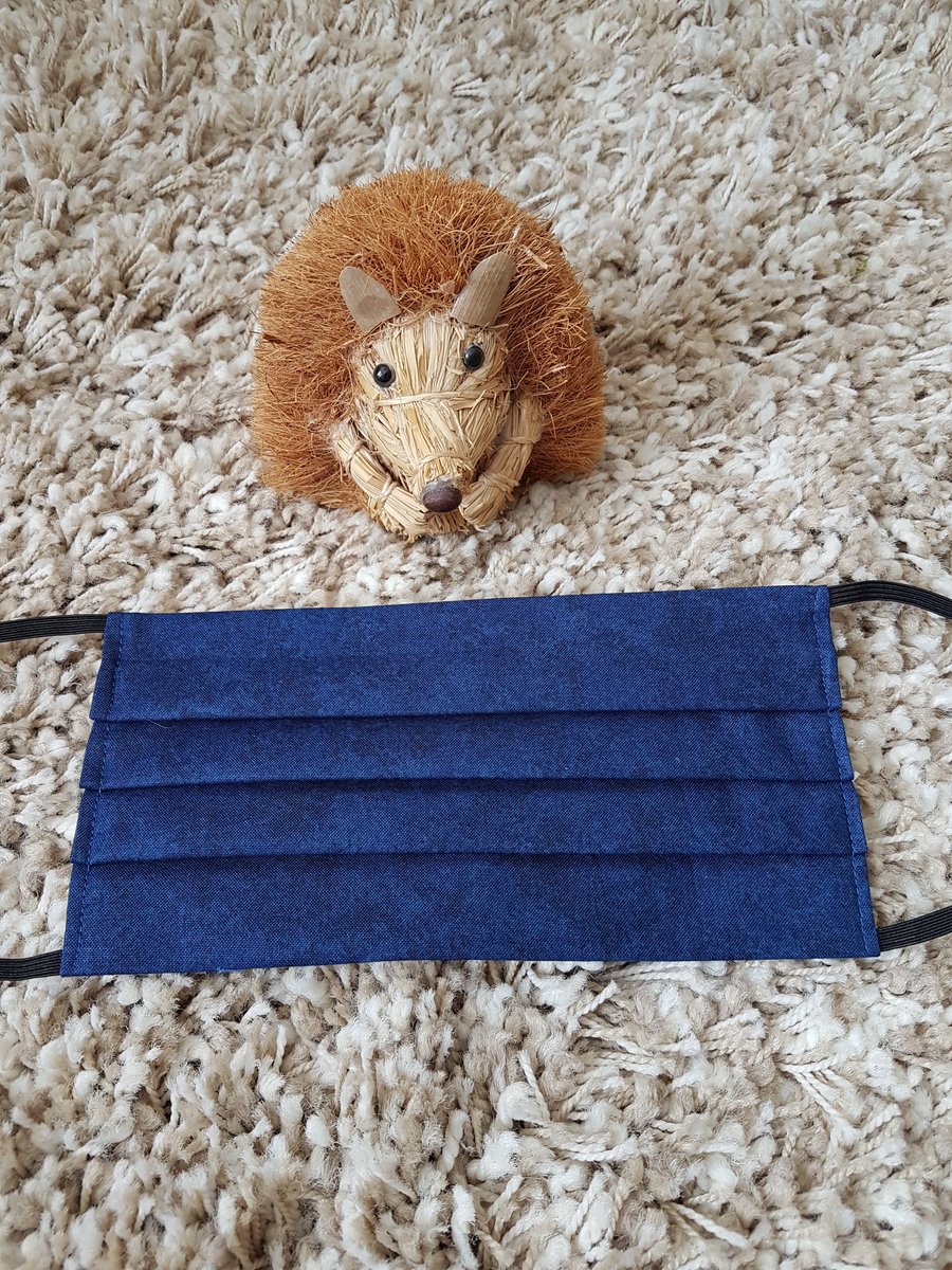 Small Adult or Teenager face covering - Navy Blue Mottled print