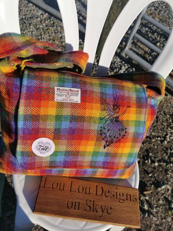 Harris Tweed Overnight bag woth embroidered fairy 